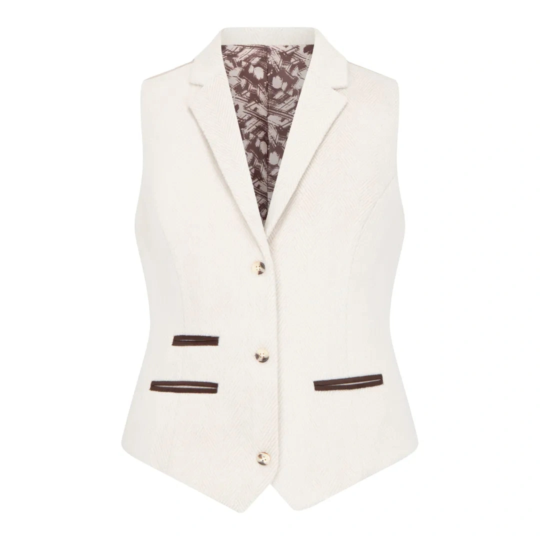 Effortless Style: Women's Cream Tweed Blazer Waistcoat – Classic & Chic.